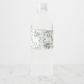 Dusty Blue Florals Water Bottle Labels Wasserflaschenetikett (Rückseite)