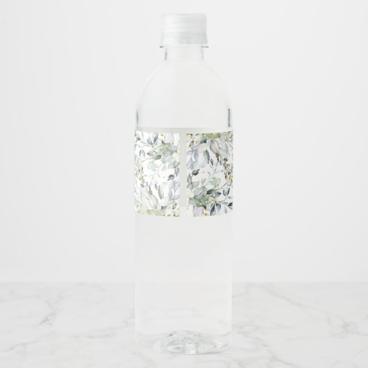Dusty Blue Florals Water Bottle Labels Wasserflaschenetikett (Rückseite)