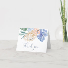Dusty Blue Florals Wedding Dankeschön Card Dankeskarte