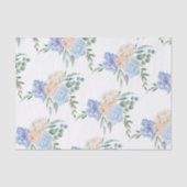 Dusty Blue Florals Wedding Einladung Seidenpapier (Vorderseite)