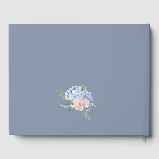 Dusty Blue Florals Wedding Gästebuch (Rückseite)