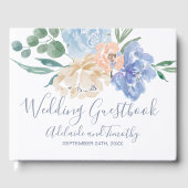 Dusty Blue Florals Wedding Gästebuch (Vorderseite)