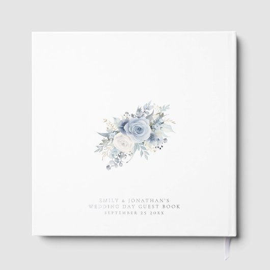 Dusty Blue Florals Wedding Gästebuch (Rückseite)