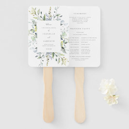 Dusty Blue Florals Wedding Program Fan Fächer