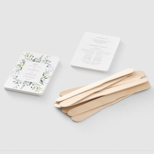 Dusty Blue Florals Wedding Program Fan Fächer (Non-assembled)