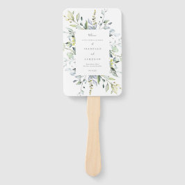 Dusty Blue Florals Wedding Program Fan Fächer
