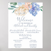 Dusty Blue Florals Wedding Program Poster (Vorne)