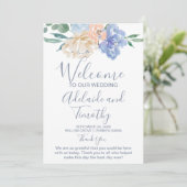Dusty Blue Florals Wedding Programm (Stehend Vorderseite)