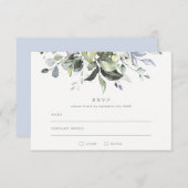 Dusty Blue Florals Wedding RSVP Einladung (Vorne/Hinten)