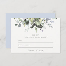 Dusty Blue Florals Wedding RSVP Einladung