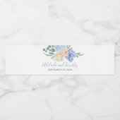 Dusty Blue Florals Wedding Wasserflaschenetikett (Einzelnes Label)