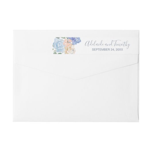 Dusty Blue Florals Wedding Wrap rund um Label (Rückseite)