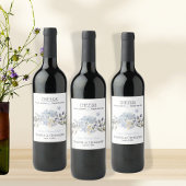 Dusty Blue Florals Weinetikett