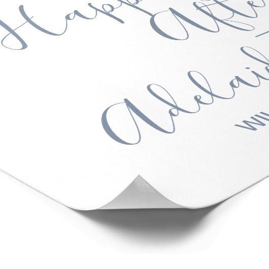 Dusty Blue Florals Welcome Wedding Poster (Ecke)