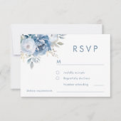 Dusty Blue Florals Winter Wedding  RSVP Karte (Vorderseite)