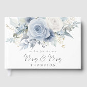 Dusty Blue Florals wünscht Lesbian Wedding New Mrs Gästebuch (Vorderseite)