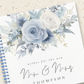 Dusty Blue Florals wünscht neue Frau Guest Book Notizblock