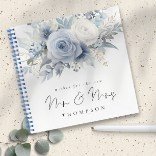 Dusty Blue Florals wünscht neue Frau Guest Book Notizblock