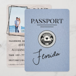 Dusty Blue Florida Passport Save the Date