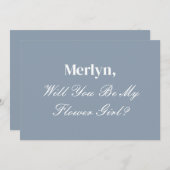 Dusty Blue Flower Girl Vorschlag für Hochzeitsmind Einladung (Vorne/Hinten)