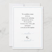 Dusty blue flowers, arch with foto wedding dankeskarte (Rückseite)