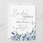 Dusty Blue Flowers Boho Bridal Dusche Einladung (Vorderseite)