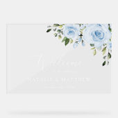 Dusty Blue Flowers, Boho, Wedding Welcome Acrylschild (Vorderseite)