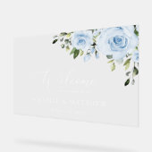 Dusty Blue Flowers, Boho, Wedding Welcome Acrylschild (Winkel)
