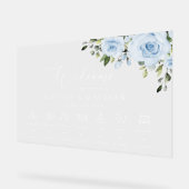 Dusty Blue Flowers, Boho, Wedding Welcome Acrylschild (Winkel)