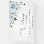 Dusty Blue Flowers, Boho, Wedding Welcome Banner (Vertikal)