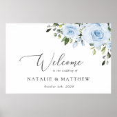 Dusty Blue Flowers, Boho, Wedding Welcome Poster (Vorne)