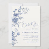 Dusty Blue Flowers Brautparty Einladung (Vorderseite)