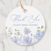 Dusty Blue Flowers Brautparty Geschenkanhänger (Vorderseite)