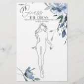 Dusty Blue Flowers Bridal Game Guess the Dress Flyer (Vorne)