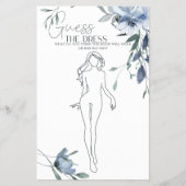 Dusty Blue Flowers Bridal Game Guess the Dress Flyer (Vorne)