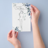 Dusty Blue Flowers Bridal Game Guess the Dress Flyer (Handgriff)