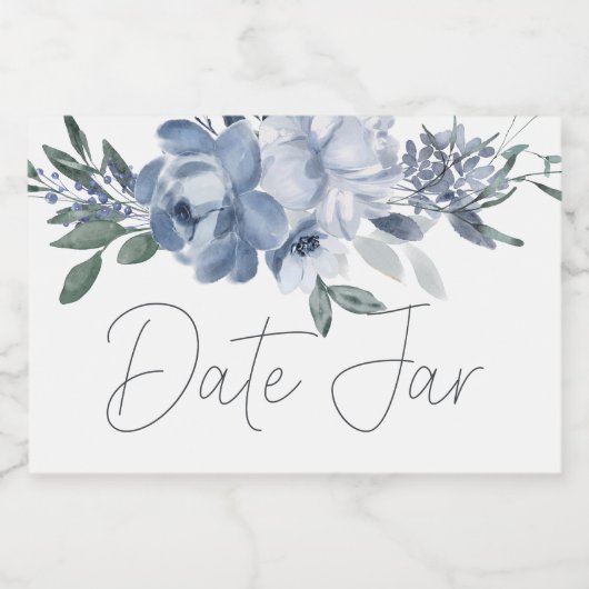 Dusty Blue Flowers Date Night Jar Lebensmitteletikett (Einzelnes Label)