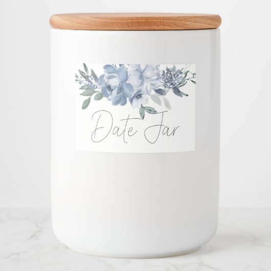 Dusty Blue Flowers Date Night Jar Lebensmitteletikett (Vorderseite)