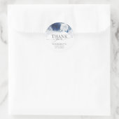 Dusty Blue Flowers Elegant Vielen Dank Runder Aufkleber (Tasche)