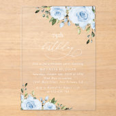 Dusty Blue Flowers, Greenery, Boho, Birthday Acryleinladungen (Vorderseite)