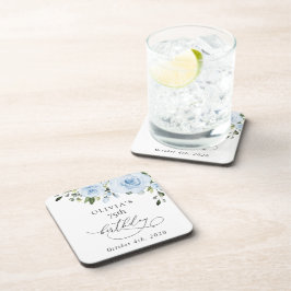 Dusty Blue Flowers, Greenery, Boho, Birthday Getränkeuntersetzer