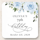 Dusty Blue Flowers, Greenery, Boho, Birthday Getränkeuntersetzer (Vorderseite)