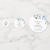 Dusty Blue Flowers, Greenery, Boho, Birthday Konfetti (Vorderseiten)
