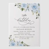 Dusty Blue Flowers, Greenery, Boho, Birthday Pergament Einladungen (Vorderseite)