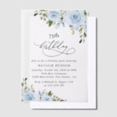 Dusty Blue Flowers, Greenery, Boho, Birthday Pergament Einladungen (Versetzt)