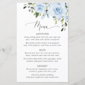 Dusty Blue Flowers, Greenery, Bridal Shower Menu (Vorderseite)