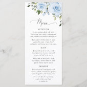 Dusty Blue Flowers, Greenery, Bridal Shower Menu Menükarte (Vorderseite)