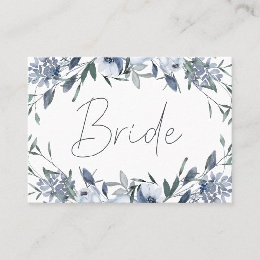 Dusty Blue Flowers Hochzeitsreserviert Platzkarte (Vorderseite)