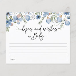 Dusty Blue Flowers Hopps & Wish Baby Shower Card