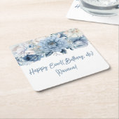 Dusty Blue Flowers Party Rechteckiger Pappuntersetzer (angewinkelt)